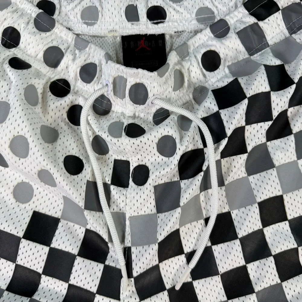 Jordan Nike Air Mens Shorts XL Checkerboard Polka Dot White Black Heavy Weight